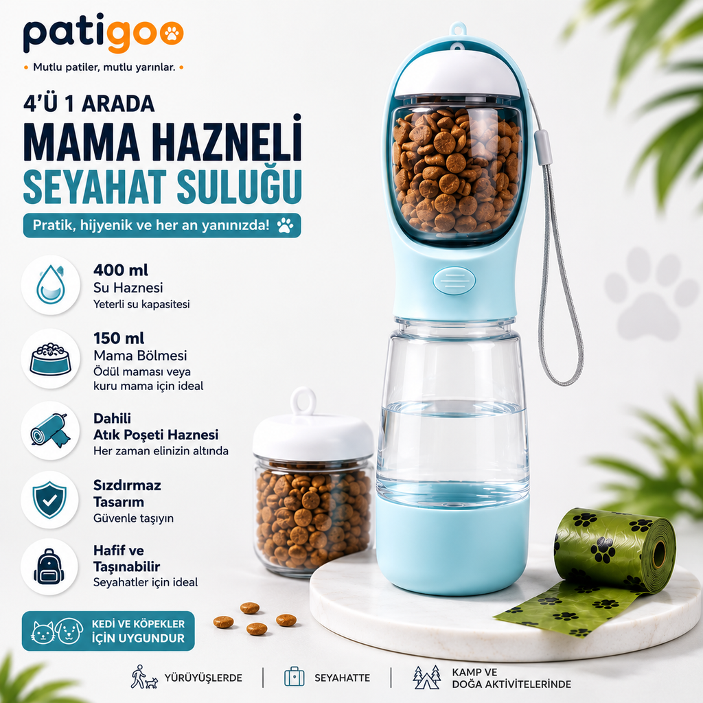 Patigoo™ 4'ü 1 Arada Mama Hazneli Seyahat Suluğu