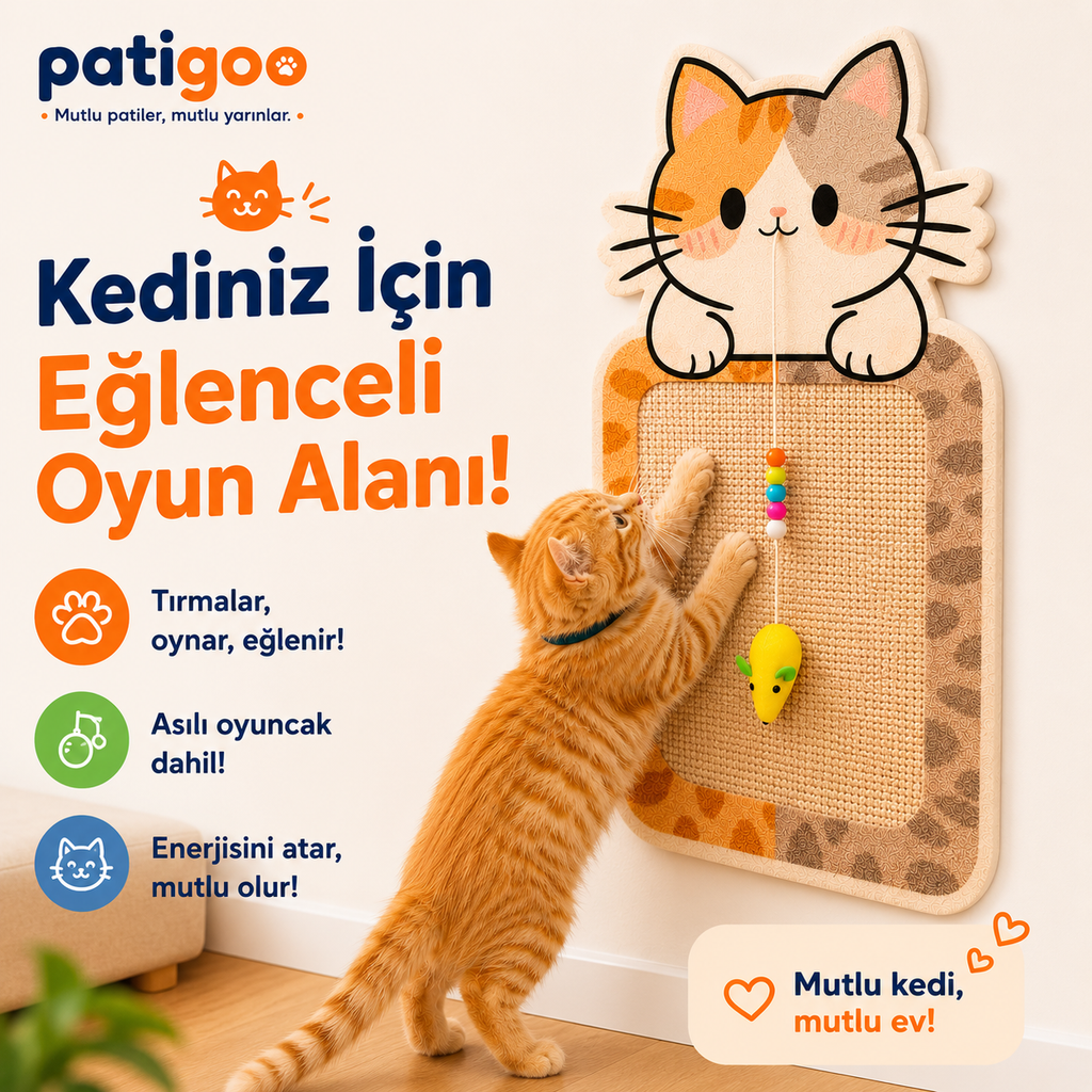 Patigoo™ Duvara Yapışan Kedi Tırmalama Tahtası