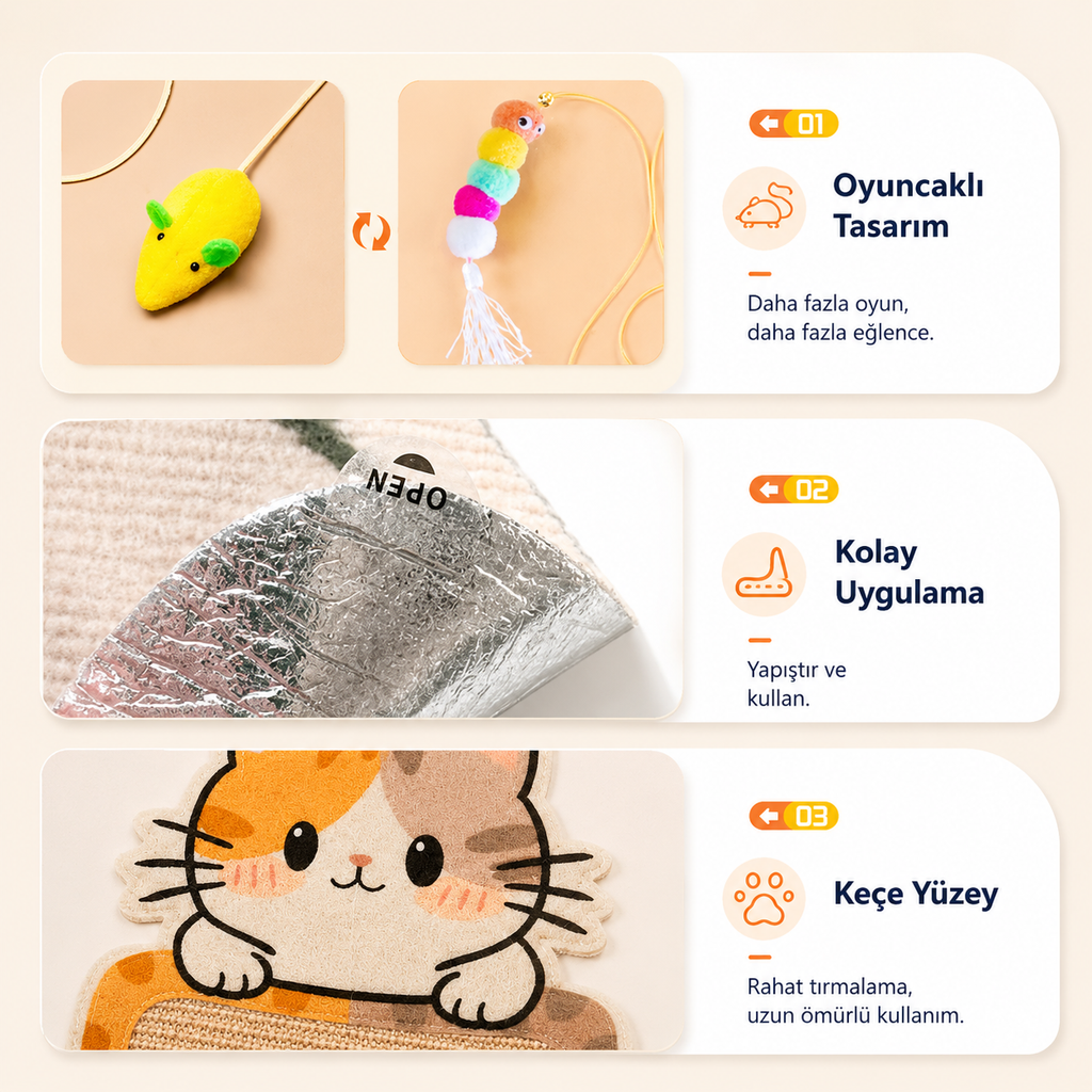 Patigoo™ Duvara Yapışan Kedi Tırmalama Tahtası