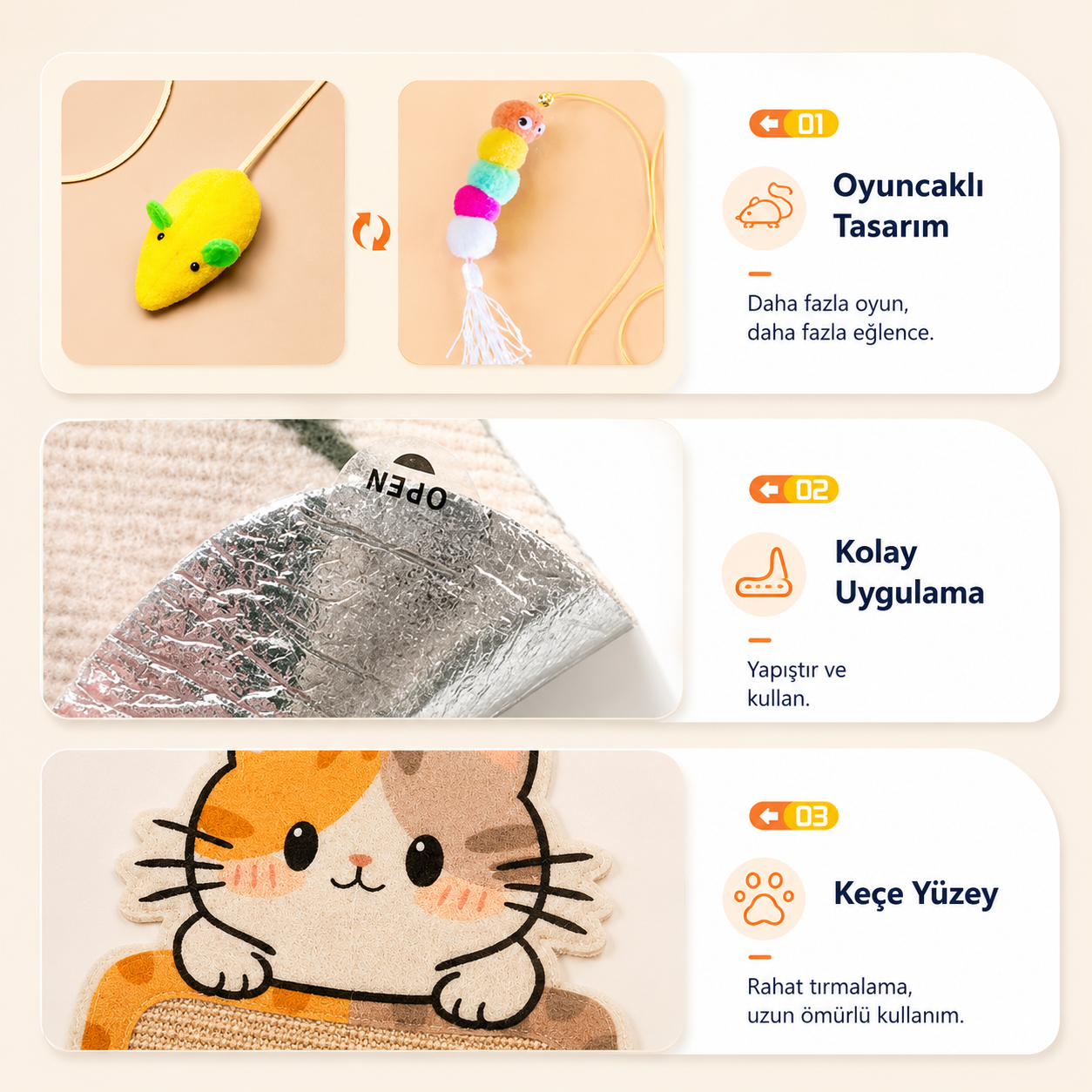 Patigoo™ Duvara Yapışan Kedi Tırmalama Tahtası