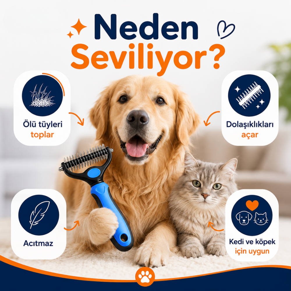 Patigoo™ Çift Taraflı Tüy Toplama Tarağı